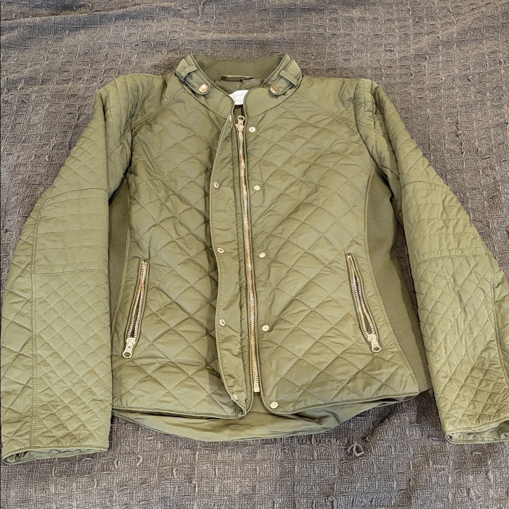 New York & Company Olive Bomber Jacket